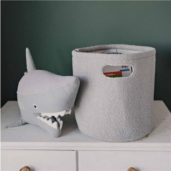 Round storage basket for toys clothes nursery hamper soft fabric kids room bin - Picture 5 of 8